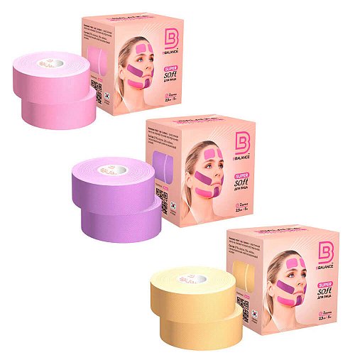 Мягкий кинезио тейп для лица из натурального хлопка BBalance Super Soft 2,5см*5м