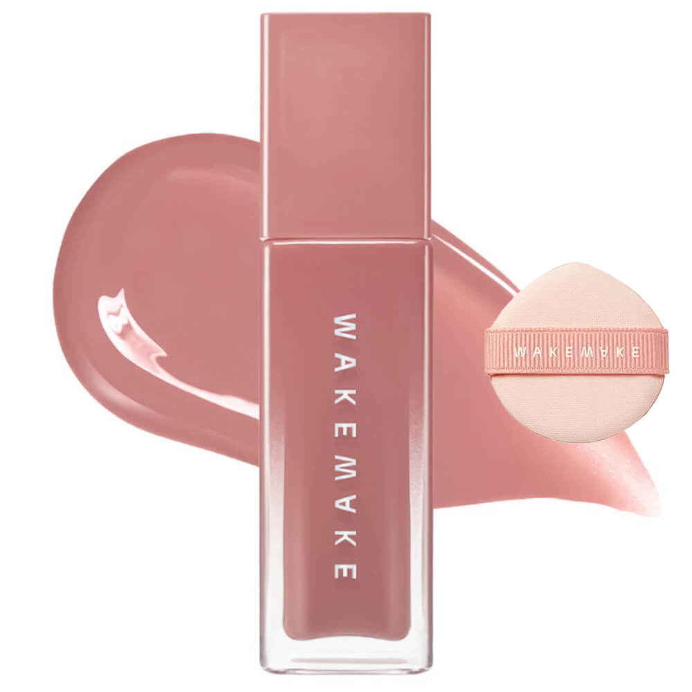 Жидкие румяна со спонжем WAKEMAKE Sheer Glow Liquid Blusher + Finger Puff Set 04 Dew Petal