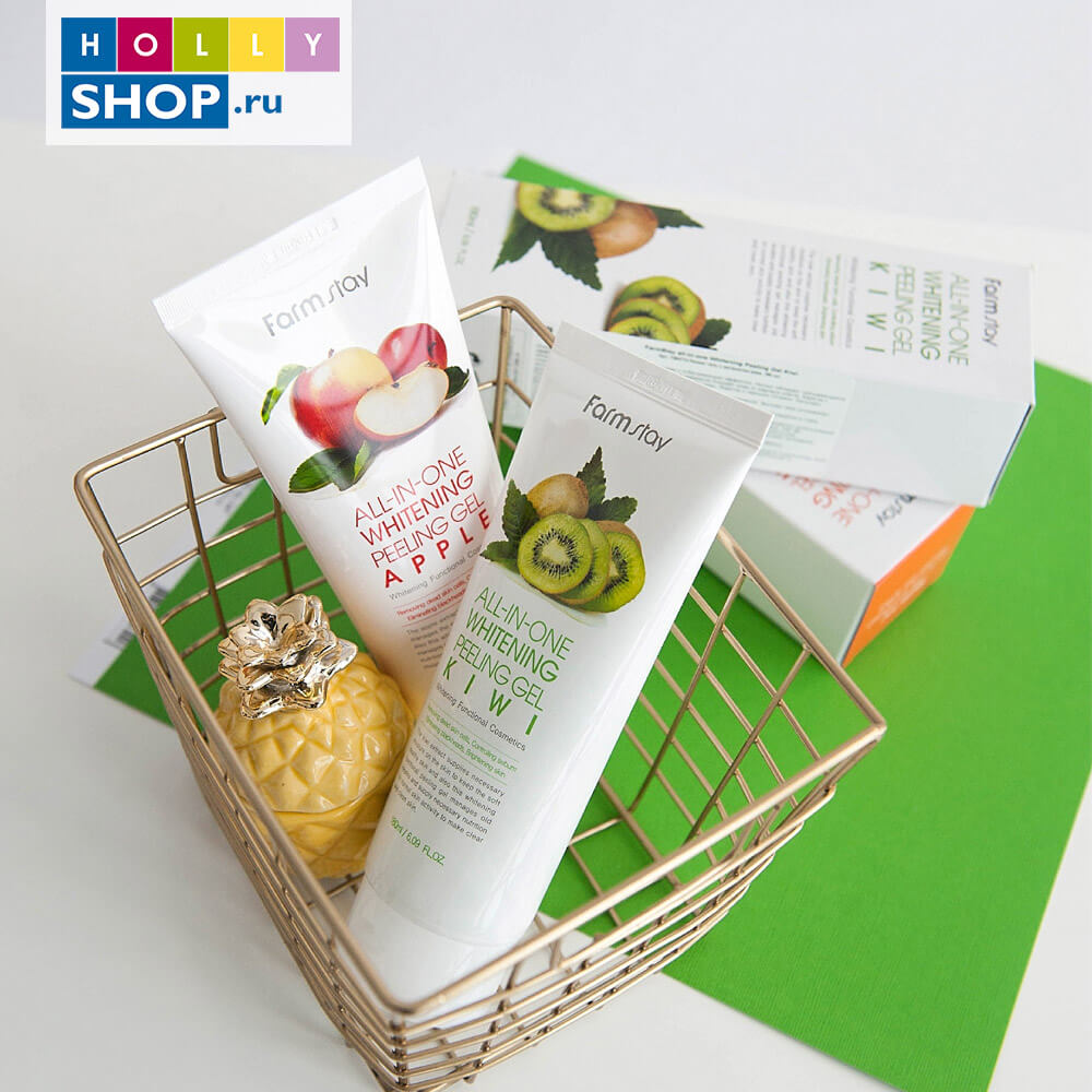 Осветляющий пилинг-гель с экстрактом яблока FarmStay All-In-One Whitening Peeling Gel Apple