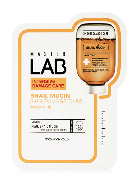 Тканевые маски Tony Moly Master Lab Mask Sheet Snail Mucin - с муцином улитки.