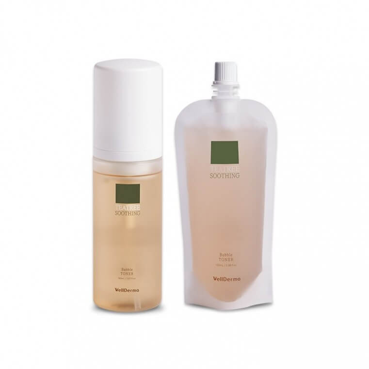 Успокаивающий пузырьковый тонер с чайным деревом Wellderma Tea Tree Soothing Bubble Toner