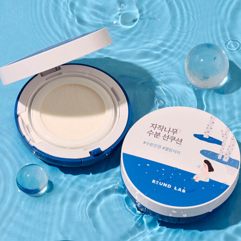 Солнцезащитный кушон с берёзовым соком Round Lab Birch Juice Moisturizing Sun Cushion SPF50+ PA++++