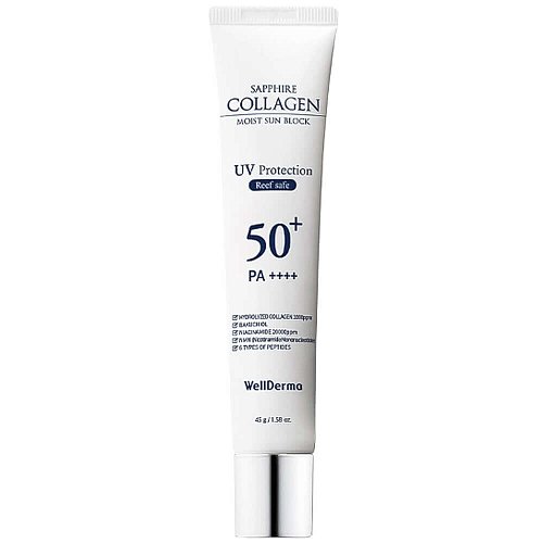 Увлажняющий санскрин c коллагеном WellDerma Sun Block Sapphire Collagen Moist SPF50+ PA++++