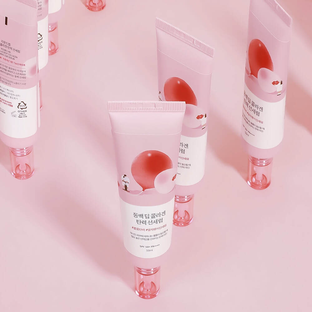 Солнцезащитная сыворотка Round Lab Camellia Deep Collagen Firming Sun Serum SPF50+ PA++++ 