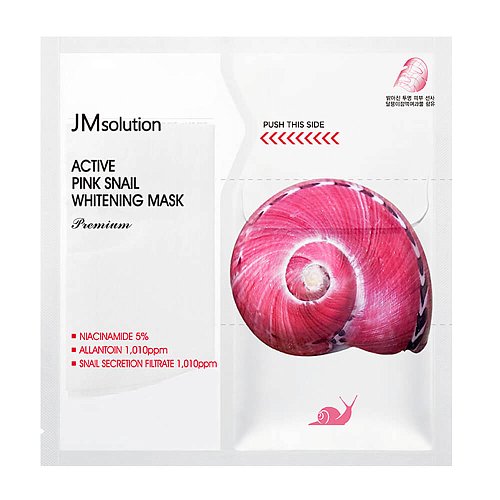 Тканевая премиум-маска с муцином улитки JMsolution Active Pink Snail Whitening Mask Premium