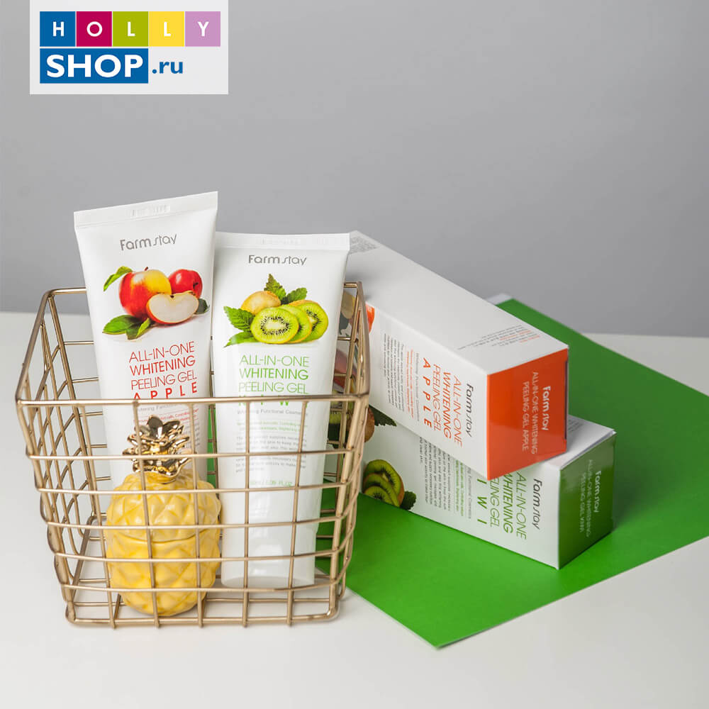 Осветляющий пилинг-гель с экстрактом яблока FarmStay All-In-One Whitening Peeling Gel Apple