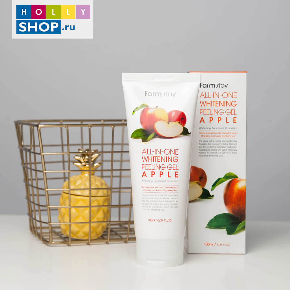 Осветляющий пилинг-гель с экстрактом яблока FarmStay All-In-One Whitening Peeling Gel Apple
