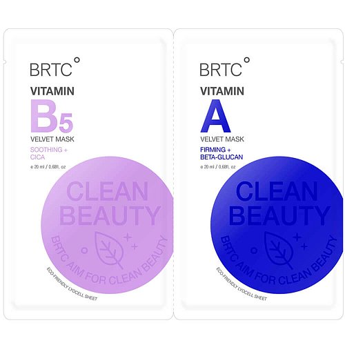 Двойная витаминная маска с ретинолом и пантенолом BRTC Vitamin A Vitamin B5 Velvet Mask
