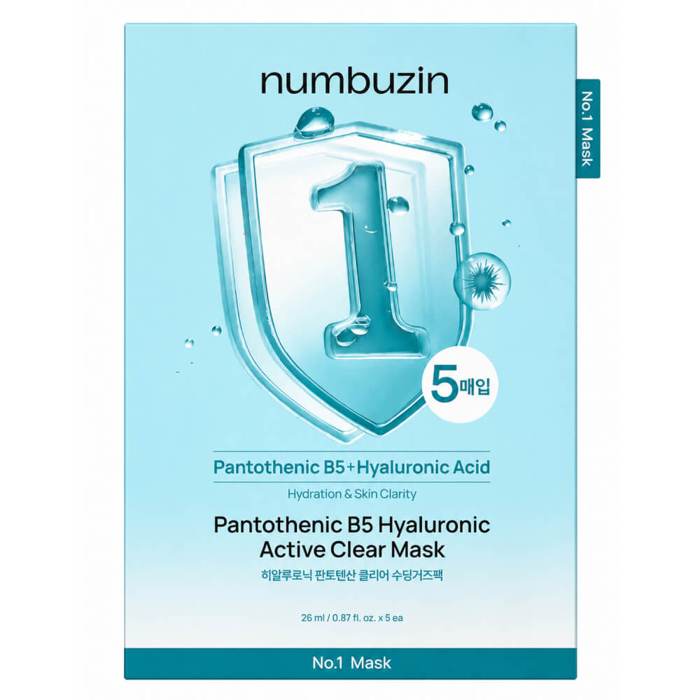 КОРОБКА Тканевая маска против воспалений numbuzin No.1 Pantothenic B5 Hyaluronic Active Clear Mask