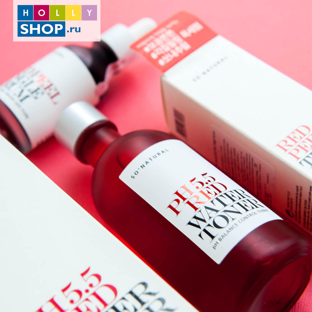 Слабокислотный успокаивающий тонер So Natural 5.5 Red Water Toner 130 мл