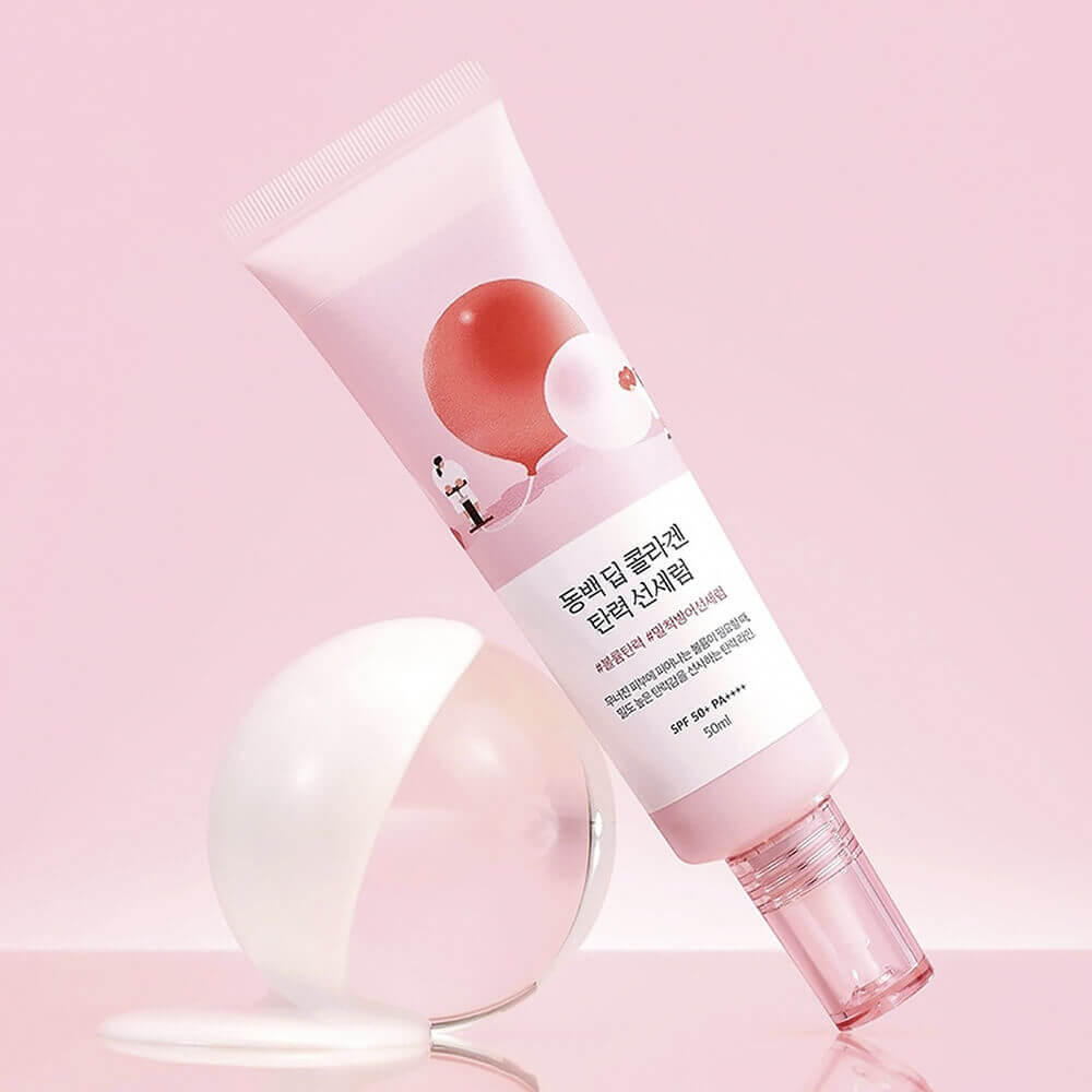 Солнцезащитная сыворотка Round Lab Camellia Deep Collagen Firming Sun Serum SPF50+ PA++++ 