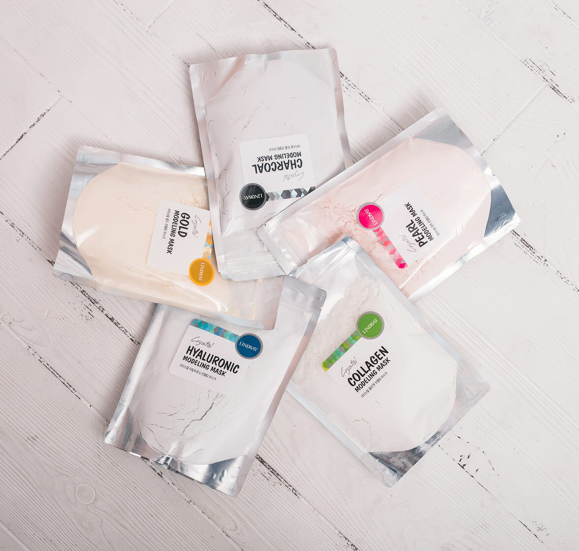 Альгинатные маски с ложкой-лопаткой Lindsay Crystal Modeling Mask Pack 