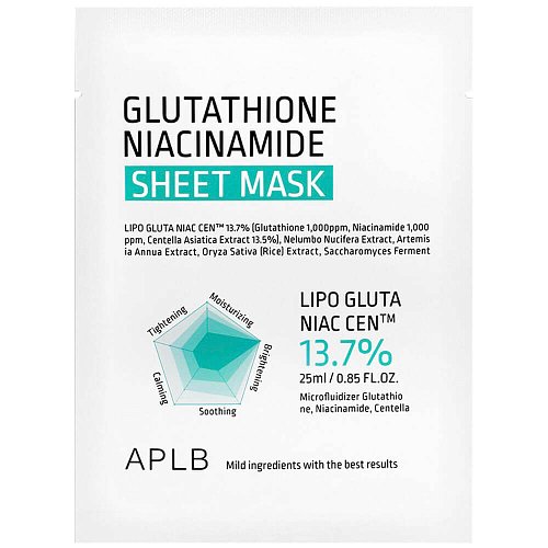 Тканевая маска с глутатионом и ниацинамидом APLB Glutathione Niacin Sheet Mask