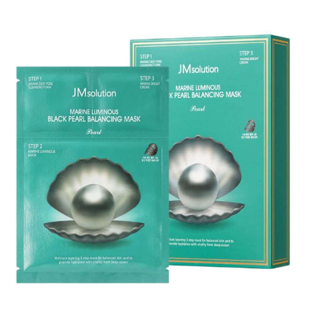 КОРОБКА Трёхшаговый набор для сияния кожи JMsolution Marine Luminous Black Pearl Balancing Mask Plus