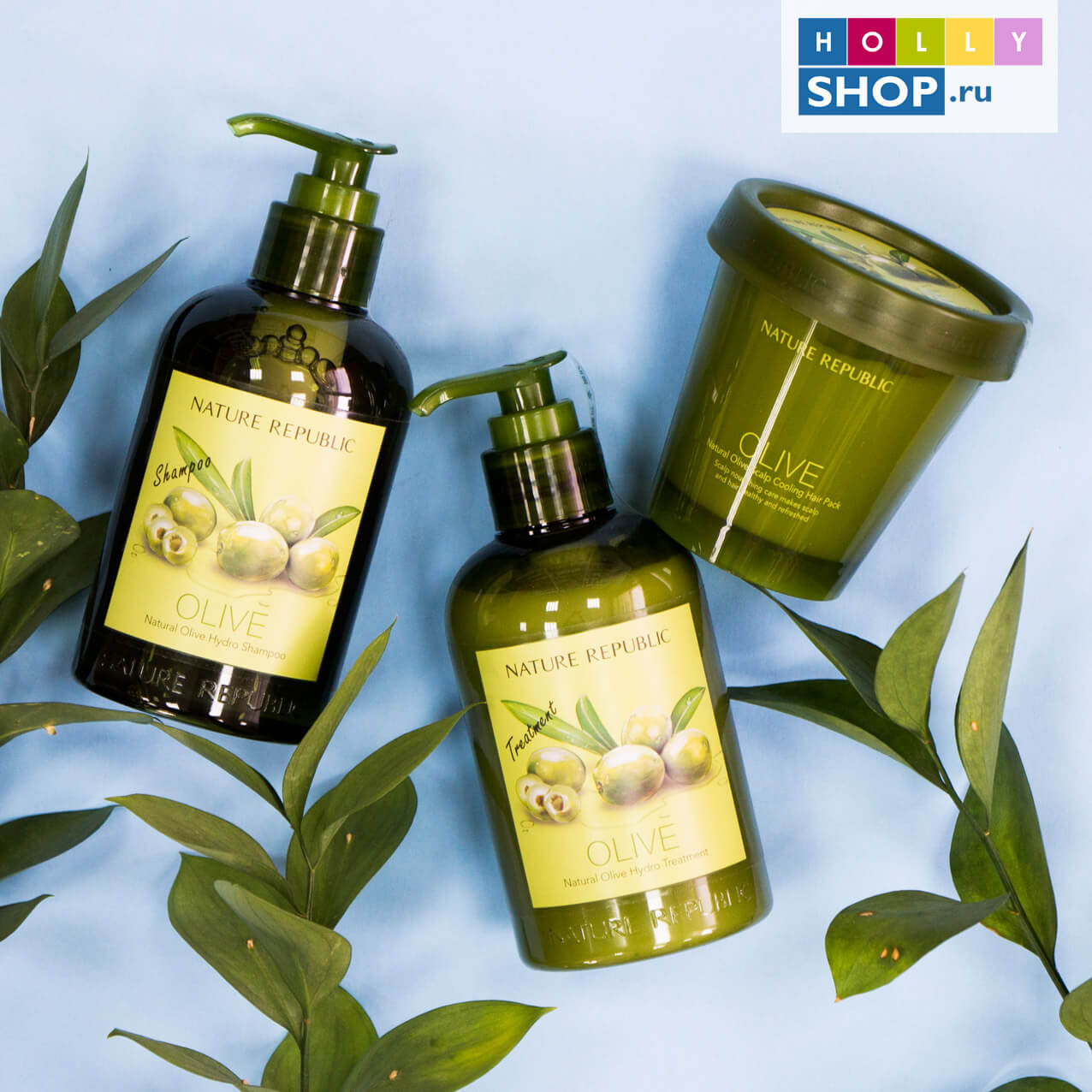 Охлаждающая оливковая маска для волос и кожи головы Nature Republic Natural Olive Scalp Cooling Hair Pack
