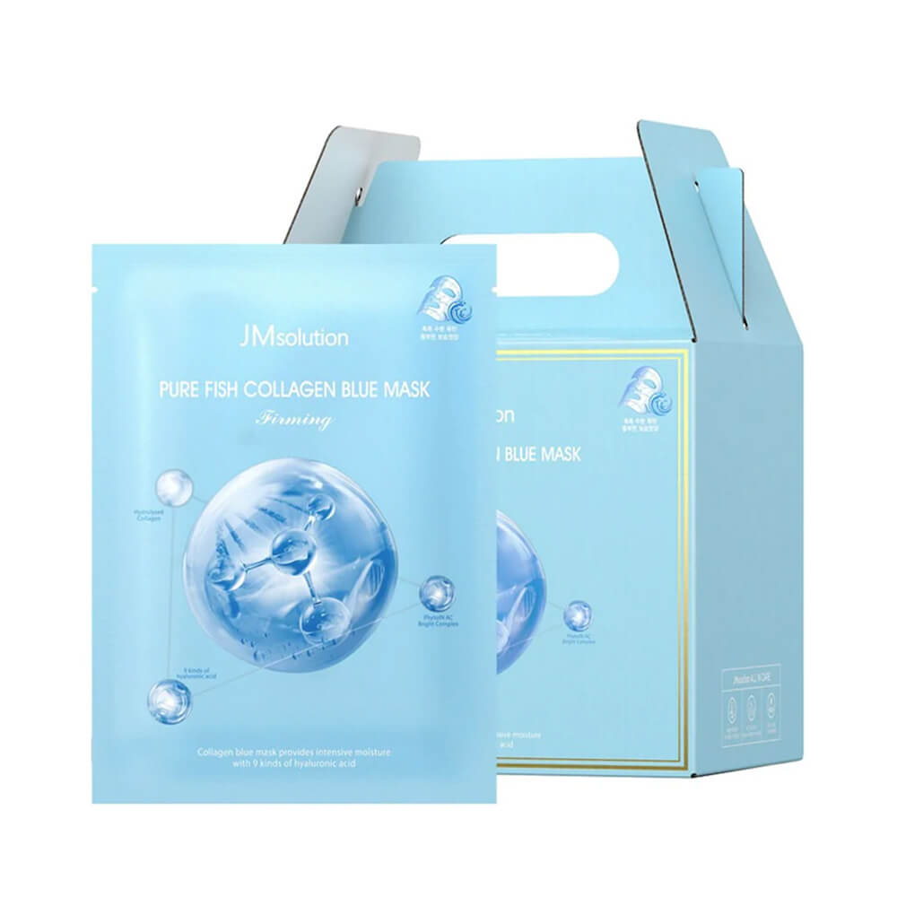 КОРОБКА Увлажняющая маска с коллагеном для эластичности кожи JMsolution Pure Fish Collagen Blue Mask