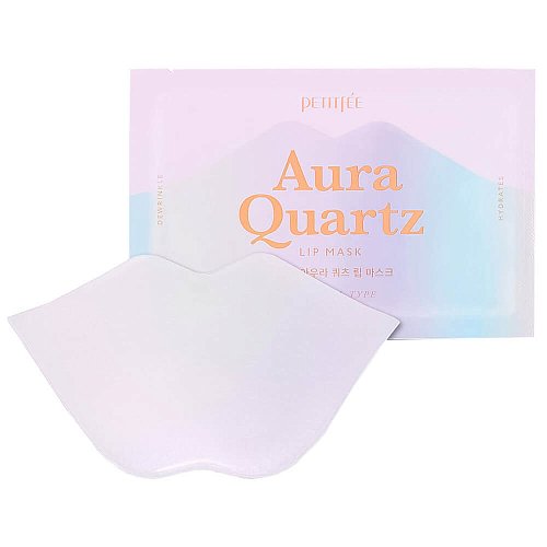 Гидрогелевая разглаживающая маска для губ с жемчужной пудрой Petitfee Aura Quartz Lip Mask