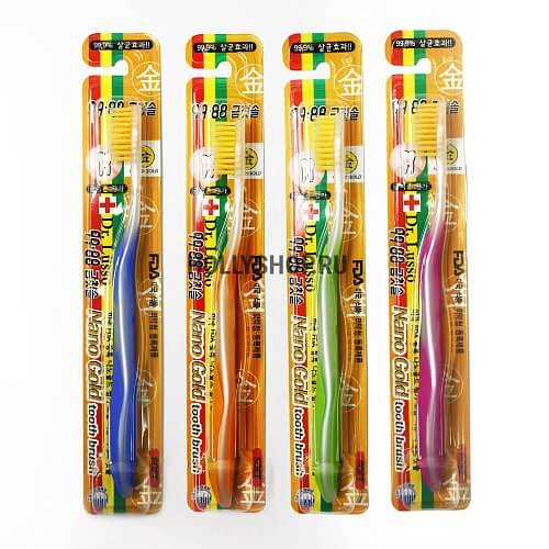Зубная щётка с золотым напылением Dr. Lusso Nano Gold Toothbrush