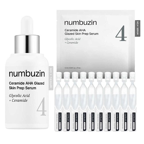 Обновляющая сыворотка с кислотами numbuzin No.4 Ceramide AHA Glazed Skin Prep Serum