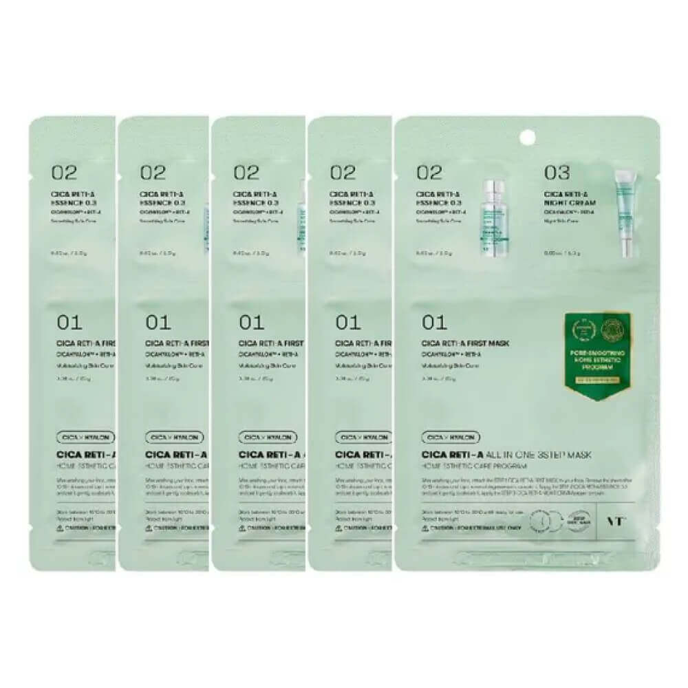 КОРОБКА Трёхступенчатый набор для сужения пор VT Cosmetics Cica Reti-A All In One 3Step Mask