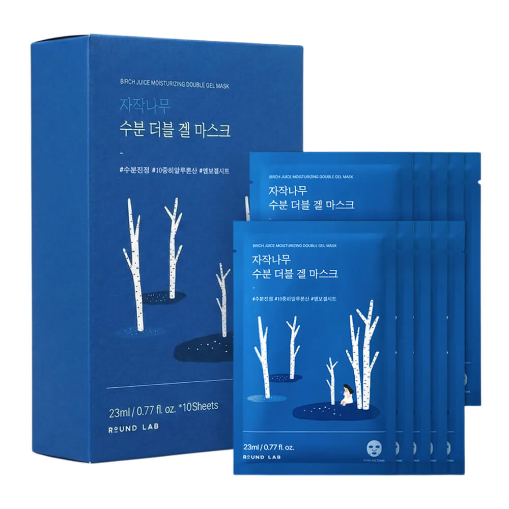 КОРОБКА Охлаждающая маска с берёзовым соком Round Lab Birch Juice Moisturizing Double Gel Mask
