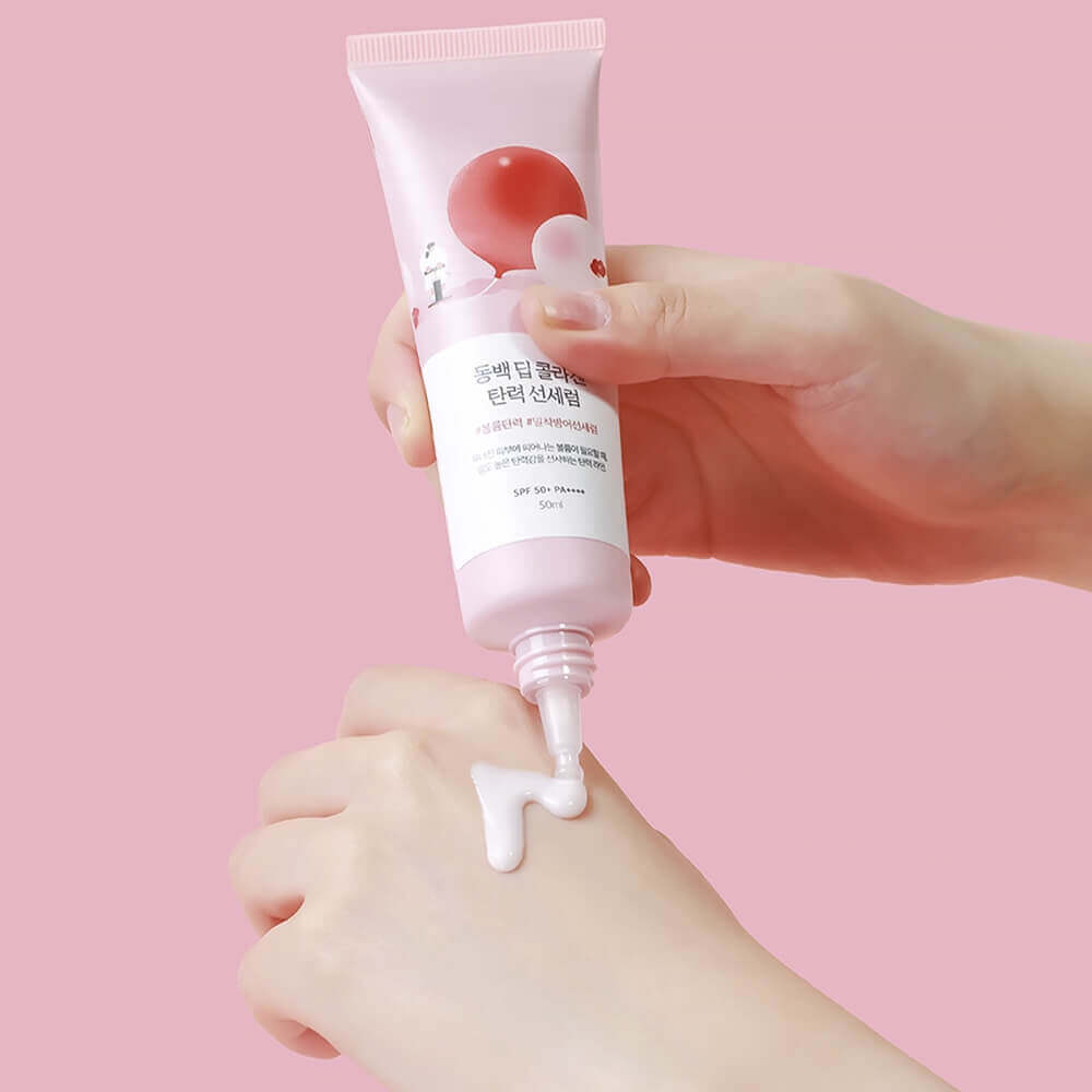 Солнцезащитная сыворотка Round Lab Camellia Deep Collagen Firming Sun Serum SPF50+ PA++++ 