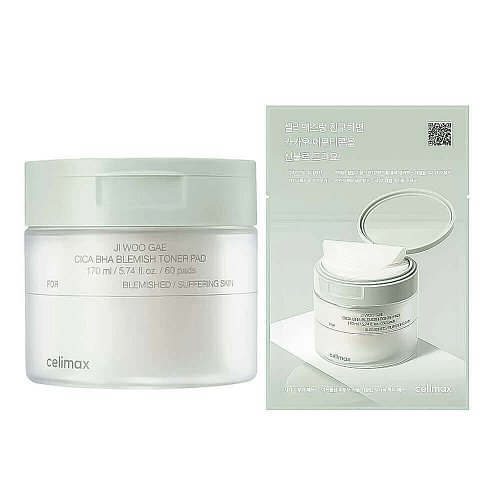 Пилинг-пэды от воспалений Celimax Ji Woo Gae Cica BHA Blemish Toner Pad