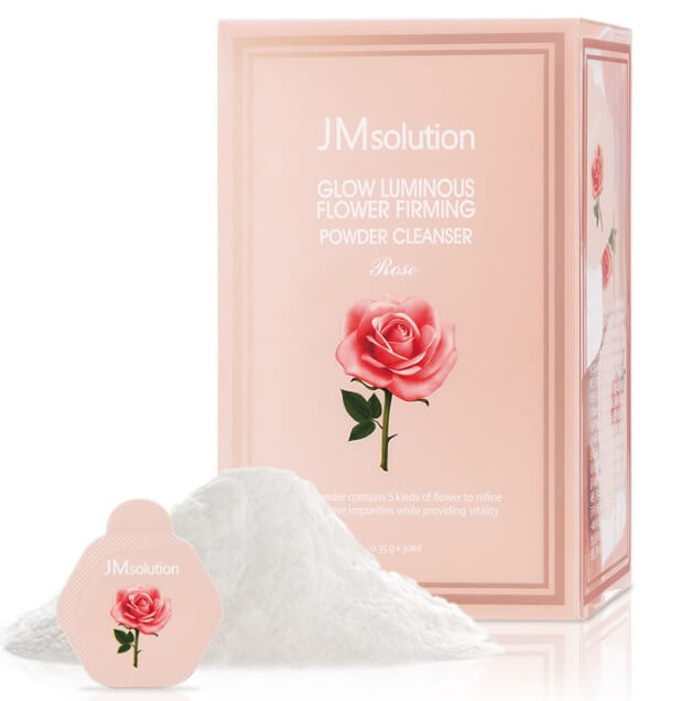 Энзимная пудра для сияния кожи с розовой водой JMsolution Glow Luminious Flower Firming Powder Cleanser Rose