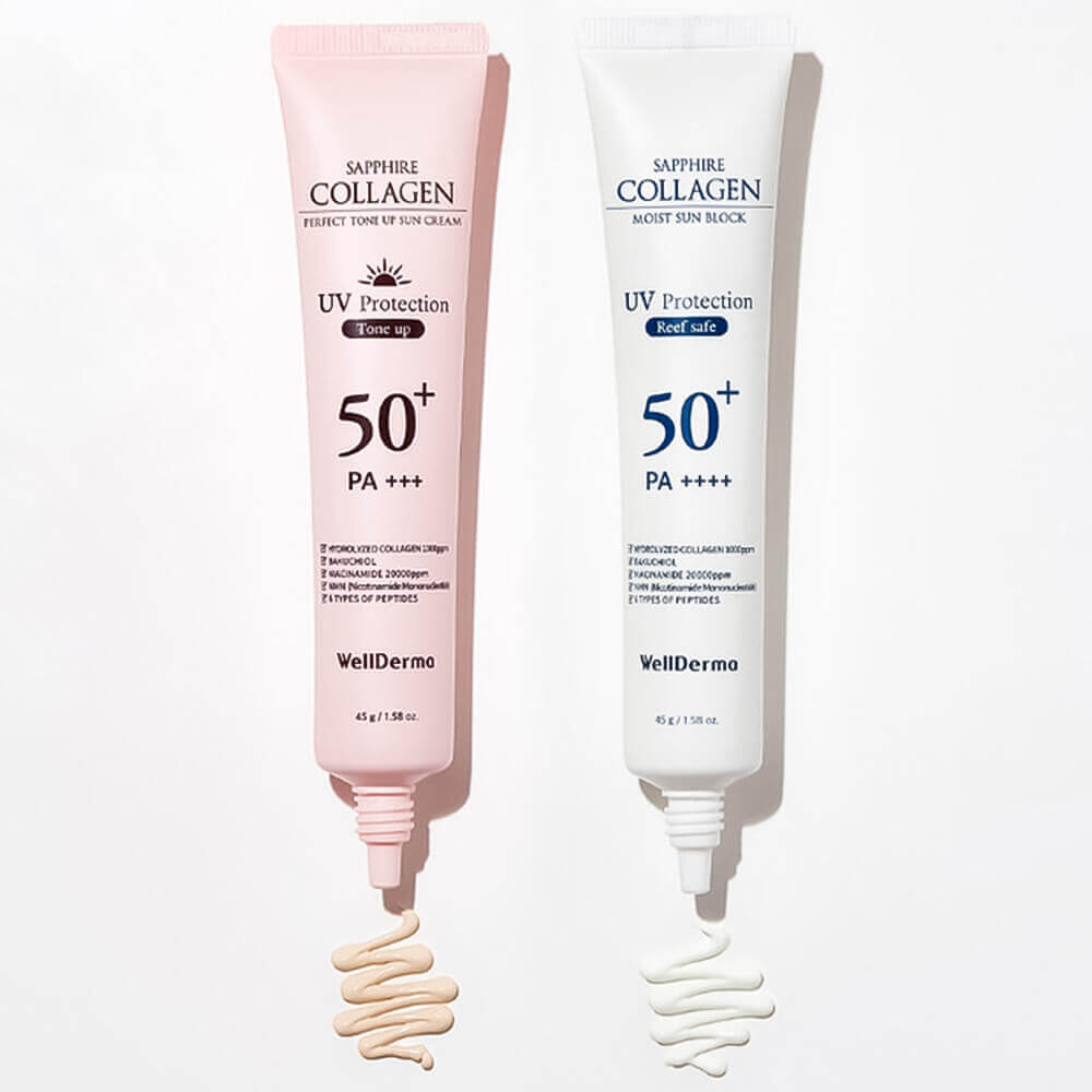 Увлажняющий санскрин c коллагеном WellDerma Sun Block Sapphire Collagen Moist SPF50+ PA++++