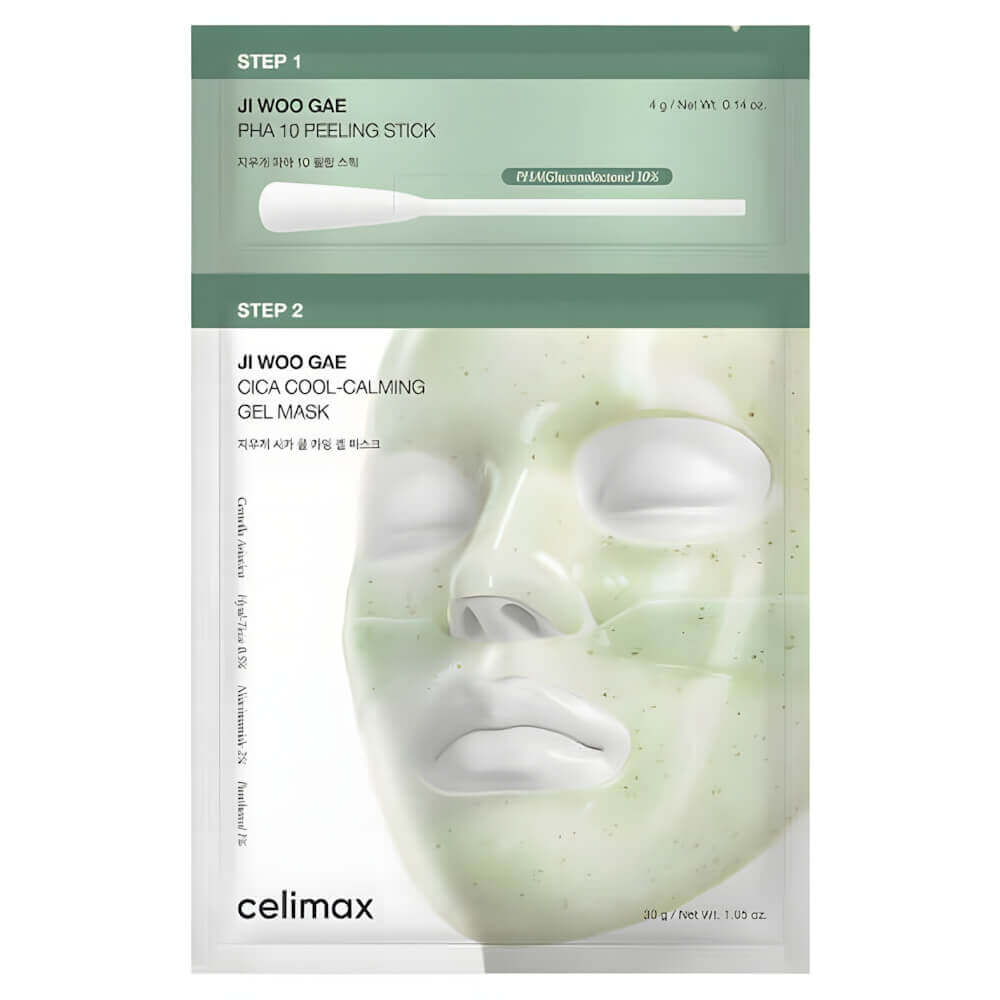 

Двухступенчатый набор против воспалений Celimax Ji Woo Gae Cica PHA Peel 2-step Gel Mask