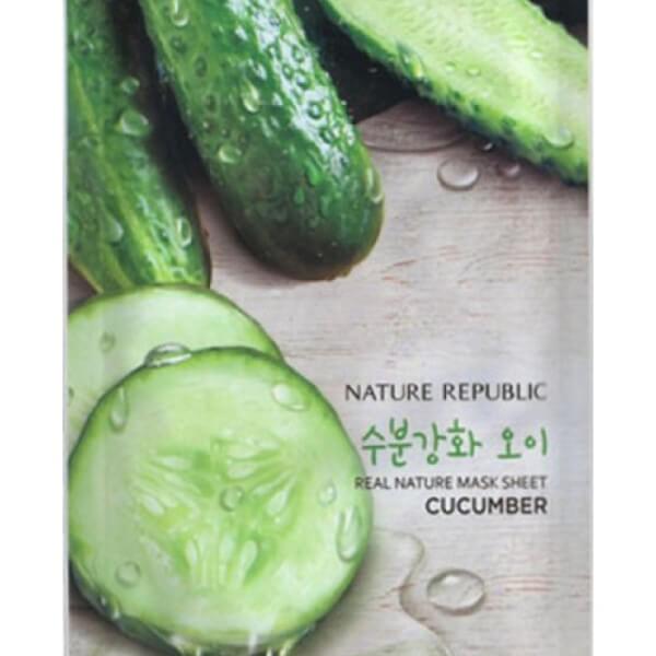 Тканевые маски для лица с органическими экстрактами Nature Republic Real Nature Mask Sheet - С огурцом (Cucumber)