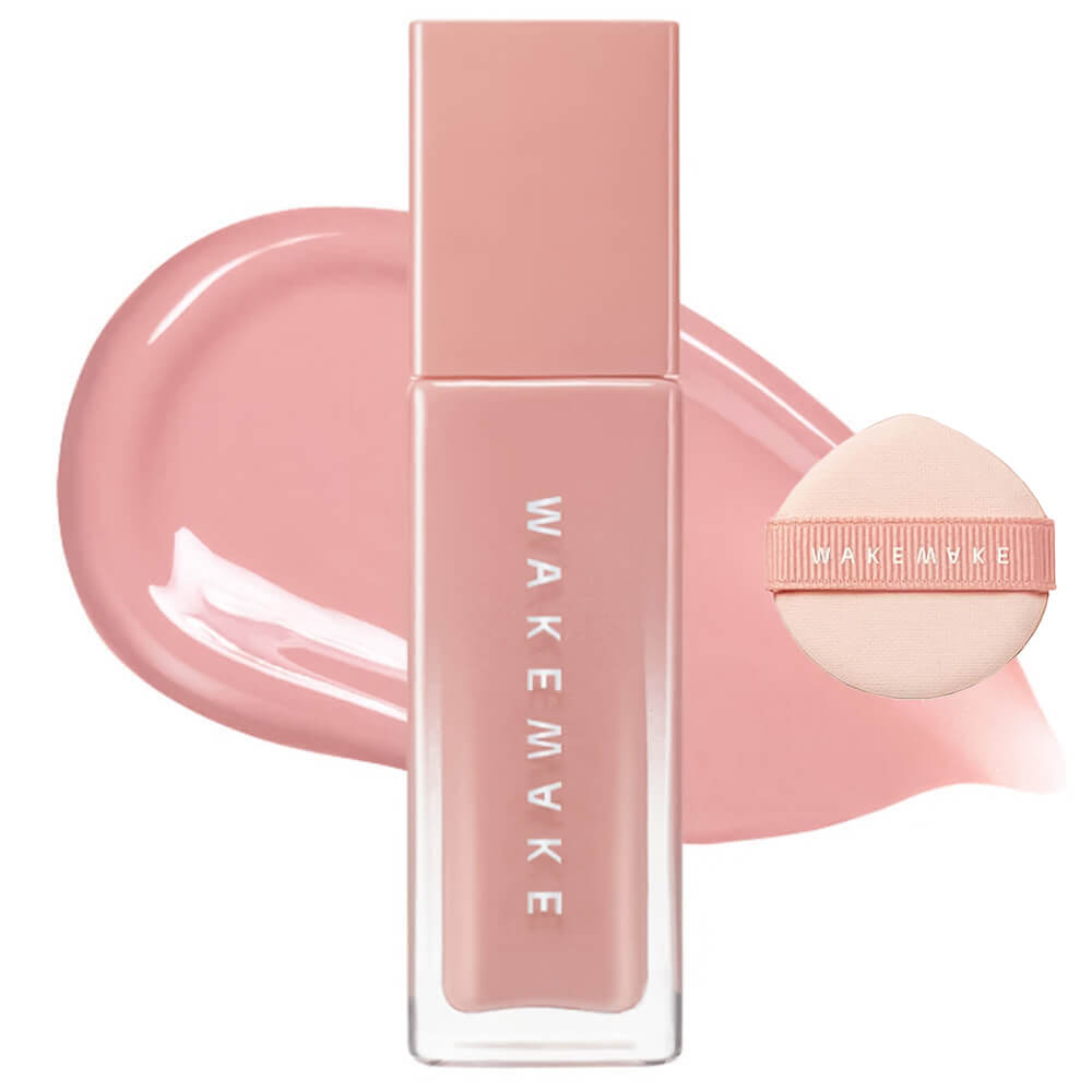 Жидкие румяна со спонжем WAKEMAKE Sheer Glow Liquid Blusher + Finger Puff Set 02 Morning Ballet