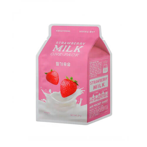 Молочные тканевые маски A'PIEU Milk One Pack Strawberry (С экстрактом клубники)