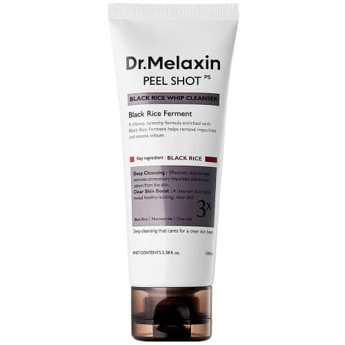 Пенка с углём для глубокого очищения кожи Dr.Melaxin Peel Shot Black Rice Whip Cleanser