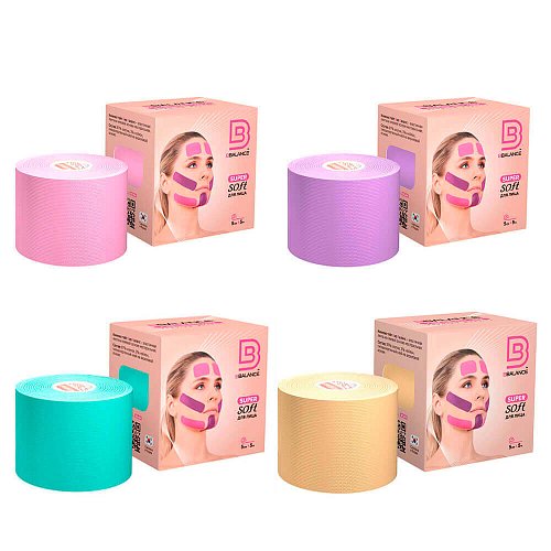 Мягкий кинезио тейп для лица из натурального хлопка BBalance Super Soft 5см*5м 
