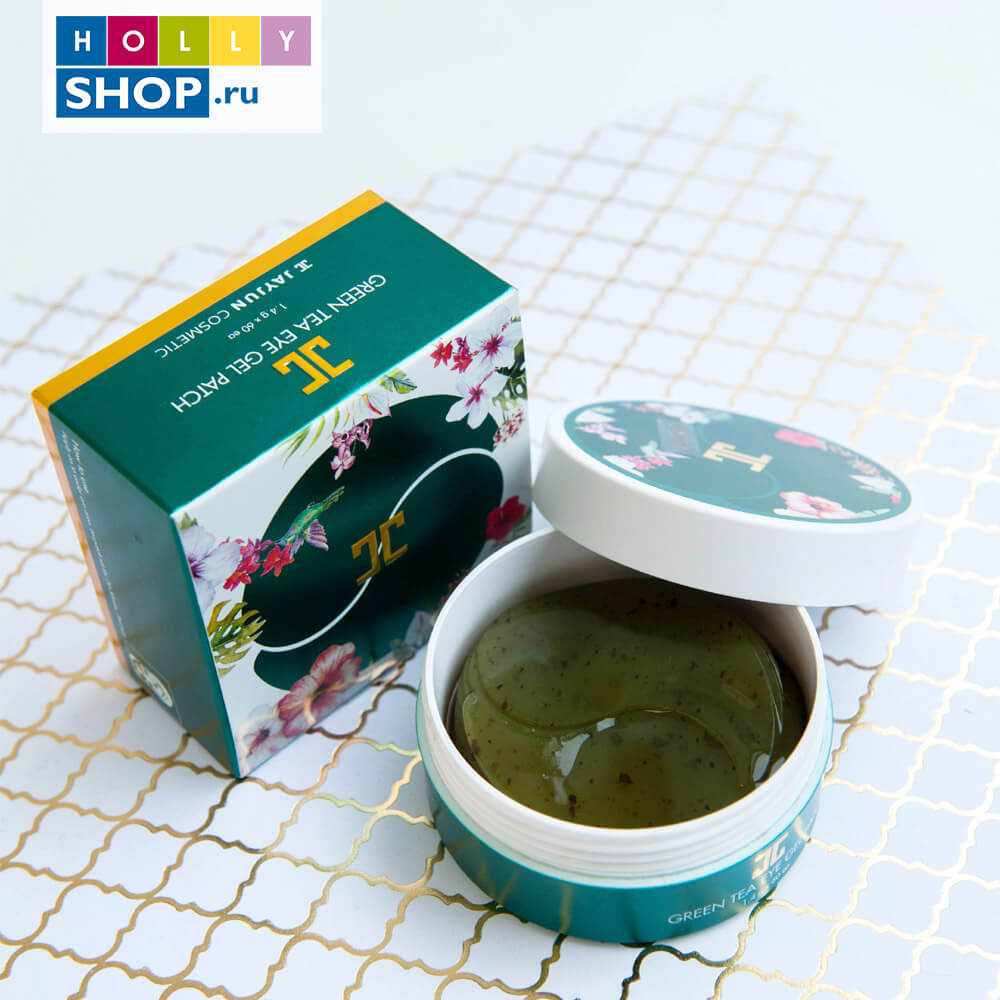 Гидрогелевые патчи с лепестками зелёного чая Jayjun Cosmetic Green Tea Eye Gel Patch
