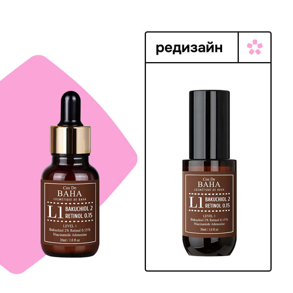 Мягкая антивозрастная сыворотка с бакучиолом и ретинолом Cos De Baha L1 Bakuchiol & Retinol Serum 