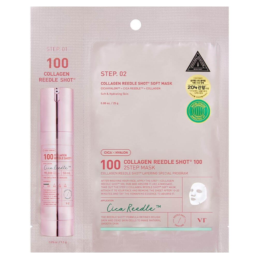 

Двухфазная маска с микроиглами и коллагеном VT Cosmetics Collagen Reedle Shot 100 2step Mask