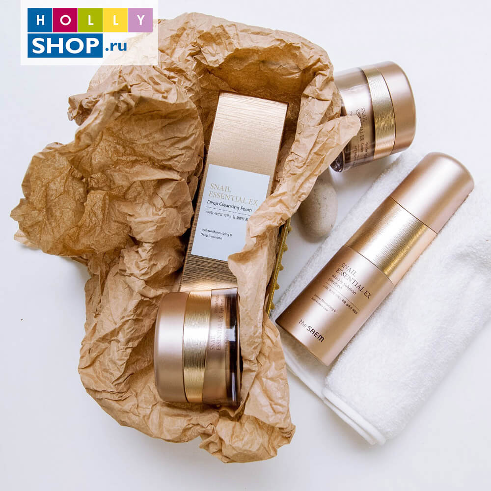 Омолаживающая эмульсия с муцином улитки The Saem Snail Essential EX Wrinkle Solution Emulsion