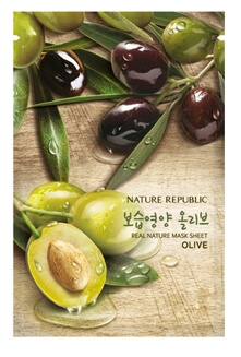 Тканевые маски для лица с органическими экстрактами Nature Republic Real Nature Mask Sheet - С маслом оливы (Olive)