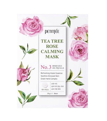 Успокаивающая тканевая маска с чайным деревом и розой Petitfee Tea Tree Rose Calming Mask Pack