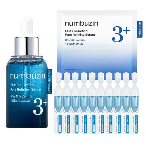 Сыворотка для сужения пор с ретинолом numbuzin No.3 Blue Bio-Retinol Pore Refining Serum