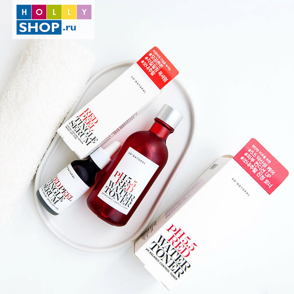 Слабокислотный успокаивающий тонер So Natural 5.5 Red Water Toner 130 мл