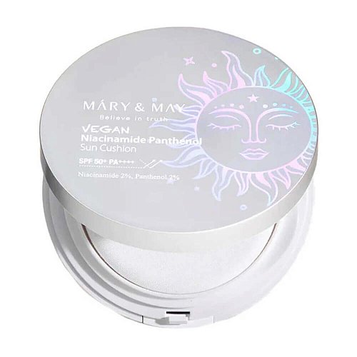 Осветляющий солнцезащитный кушон Mary&May Vegan Niacinamide Panthenol Sun Cushion SPF50+ PA++++