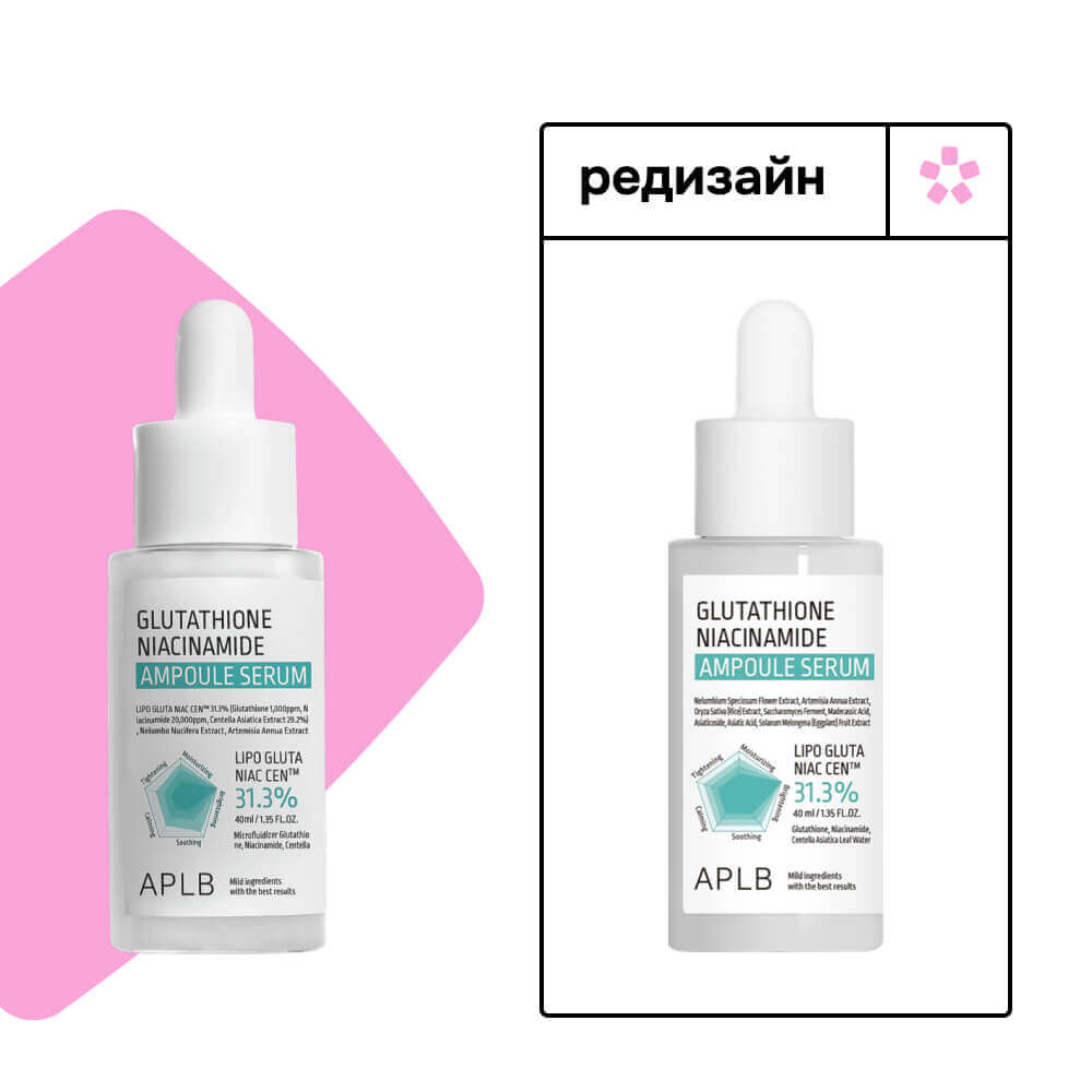 Сыворотка для лица APLB Glutathione Niacinamide Ampoule Serum — купить в  Москве по цене 1550 рублей