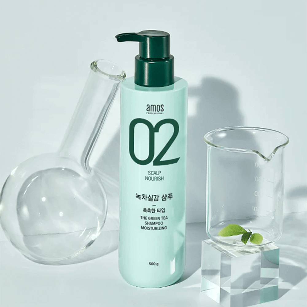 Шампунь с зелёным чаем для нормальной и сухой кожи головы Amos Professional The Green Tea Shampoo Moisturizing