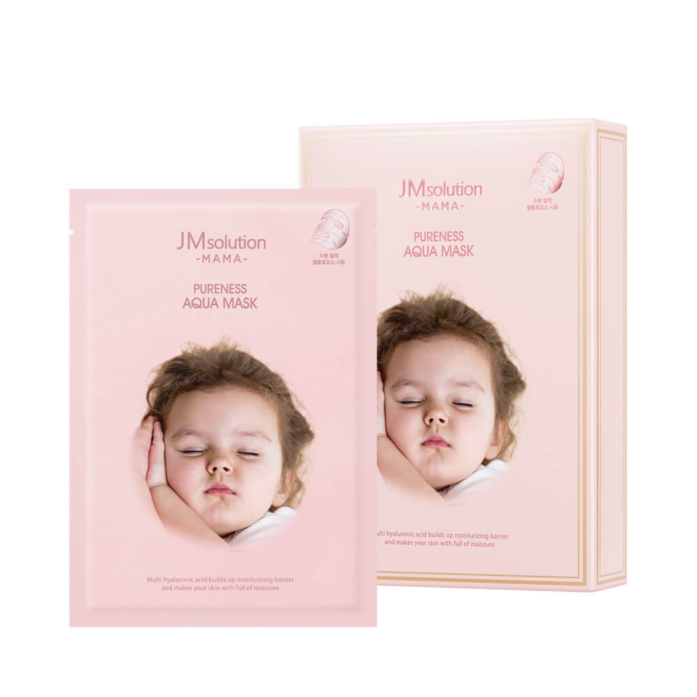КОРОБКА Гипоаллергенная тканевая маска для увлажнения кожи JMsolution Mama Pureness Aqua Mask Plus