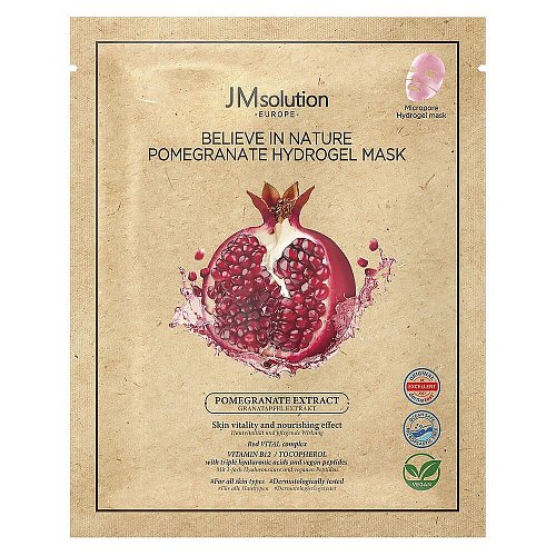 Веганская гидрогелевая маска с гранатом JMsolution Europe Believe In Nature Pomegranate Hydrogel Mask