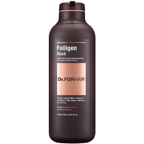 Чёрный шампунь от выпадения с тонирующим эффектом Dr.Forhair Folligen Black Shampoo