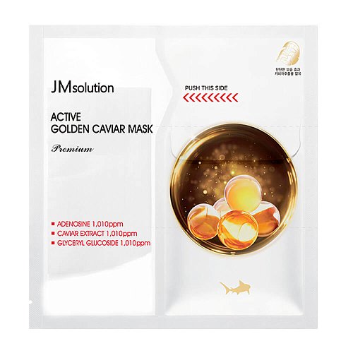 Тканевая премиум-маска с золотом и икрой JMsolution Active Golden Caviar Mask Premium